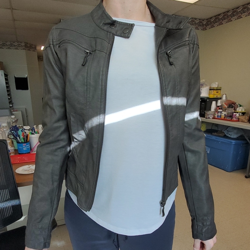 Grey leather jacket
